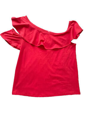 NWT J. Crew J Crew Orange Off-the-Shoulder One Sleeve Ruffle Knit Top Blouse S